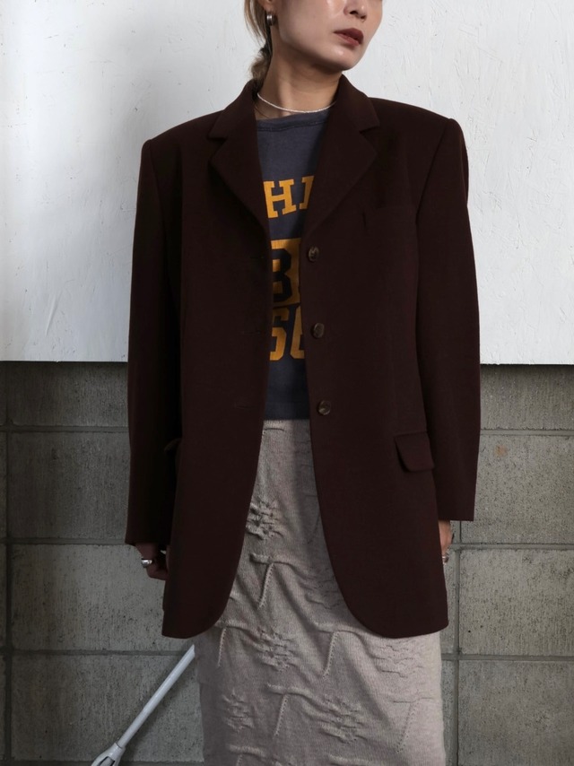 ＜vintage＞angora wool brown jacket