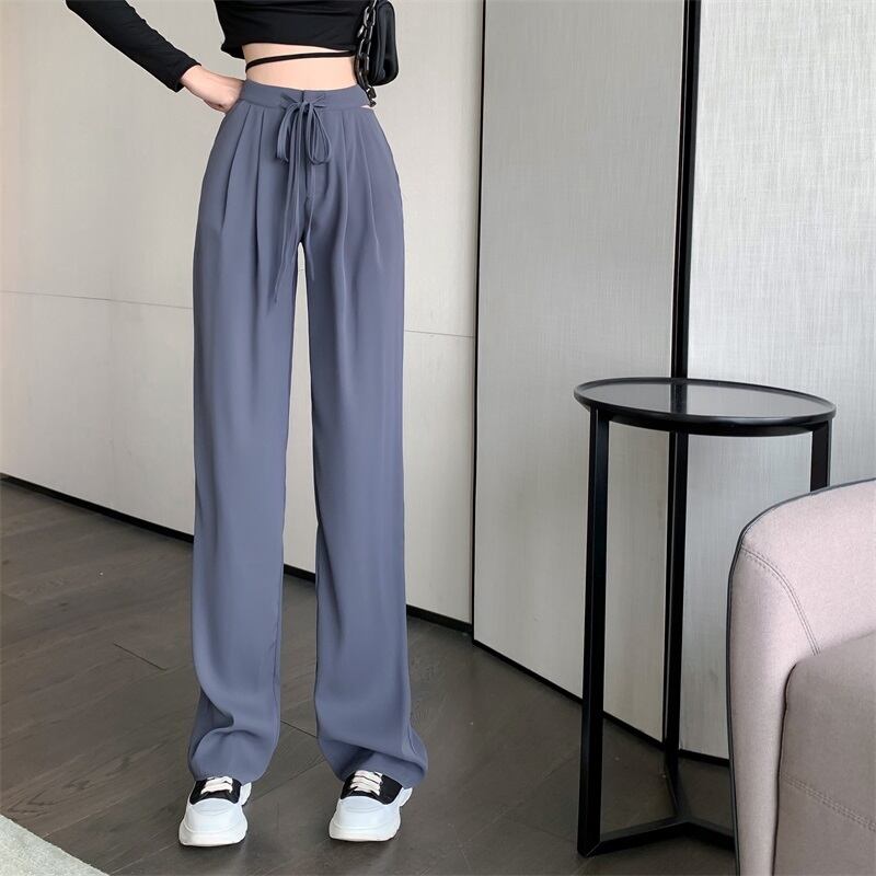 パンツ レディースルーズスタイルワイドレッグハイウェストウェストカジュアル ワイドパンツ ドラファッションホール37687715746