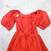 フラダンス 衣装 ワンピース ドレス レッド系 アロハスタンダード 日本製 ハワイアン アロハ ALOHA STANDARDS 無地 オーガンジー生地 パフスリーブ レッスン 練習 ブラック系 イエロー系 赤 黒 黄 華やか 鮮やか おしゃれ 上品 かわいい フラダンス衣装 オーガンジーワンピース パーティー用 赤系 フェミニン エレガント 大人 上品な印象 ステージ衣装 かわいいデザイン