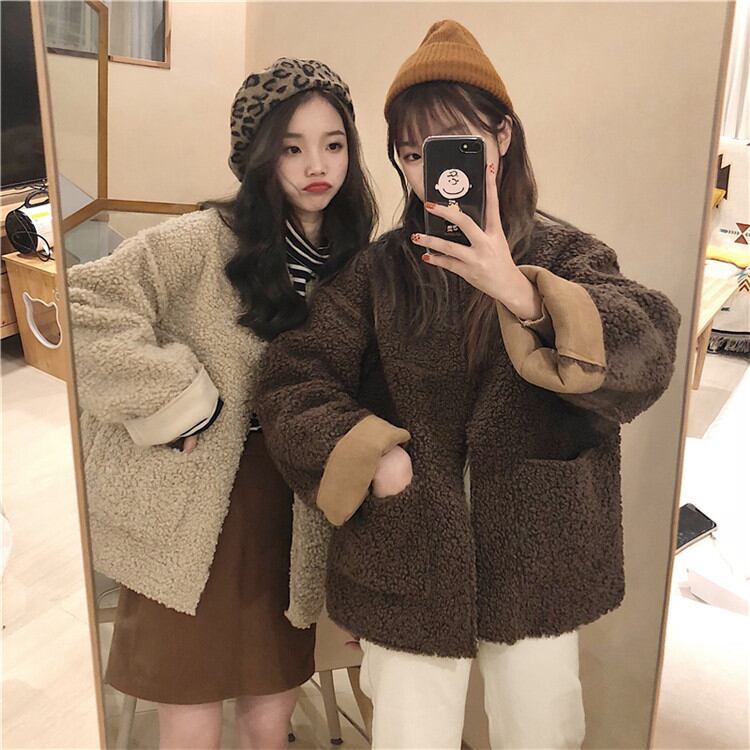 両面の着用 ラウンドネック コート スリム トレンド 厚手