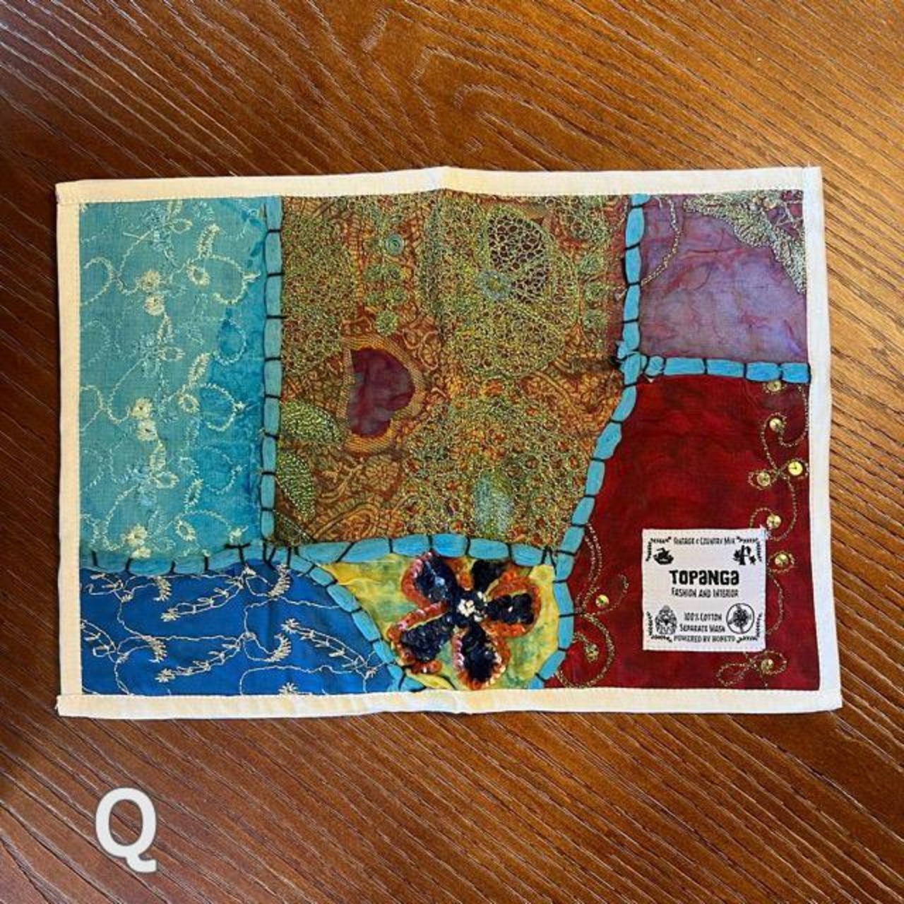 TOPANGA Kitchen India Vintage Sari Embroidery Tea Mat 20Type 30×20cm 　インド　ヴィンテージサリー刺繍　ティーマット　20種【メール便可】
