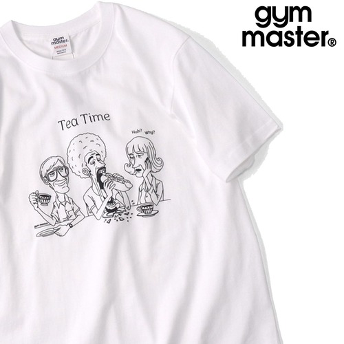 gym master ジムマスター 5.6oz Tea Time TEE メンズ 半袖Tシャツ 発泡プリント コットン100% ホワイト