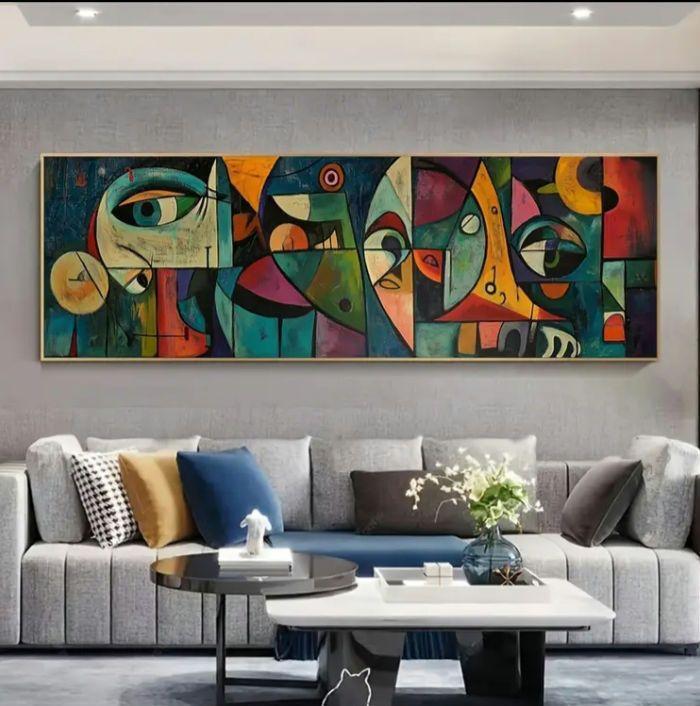 ま*き様 ピカソ 抽象画 アートキャンバスアクリル画 横長ビックサイズ フレーム ピカソ 抽象画 アートキャンバスアクリル画 横長ビックサイズ フレーム