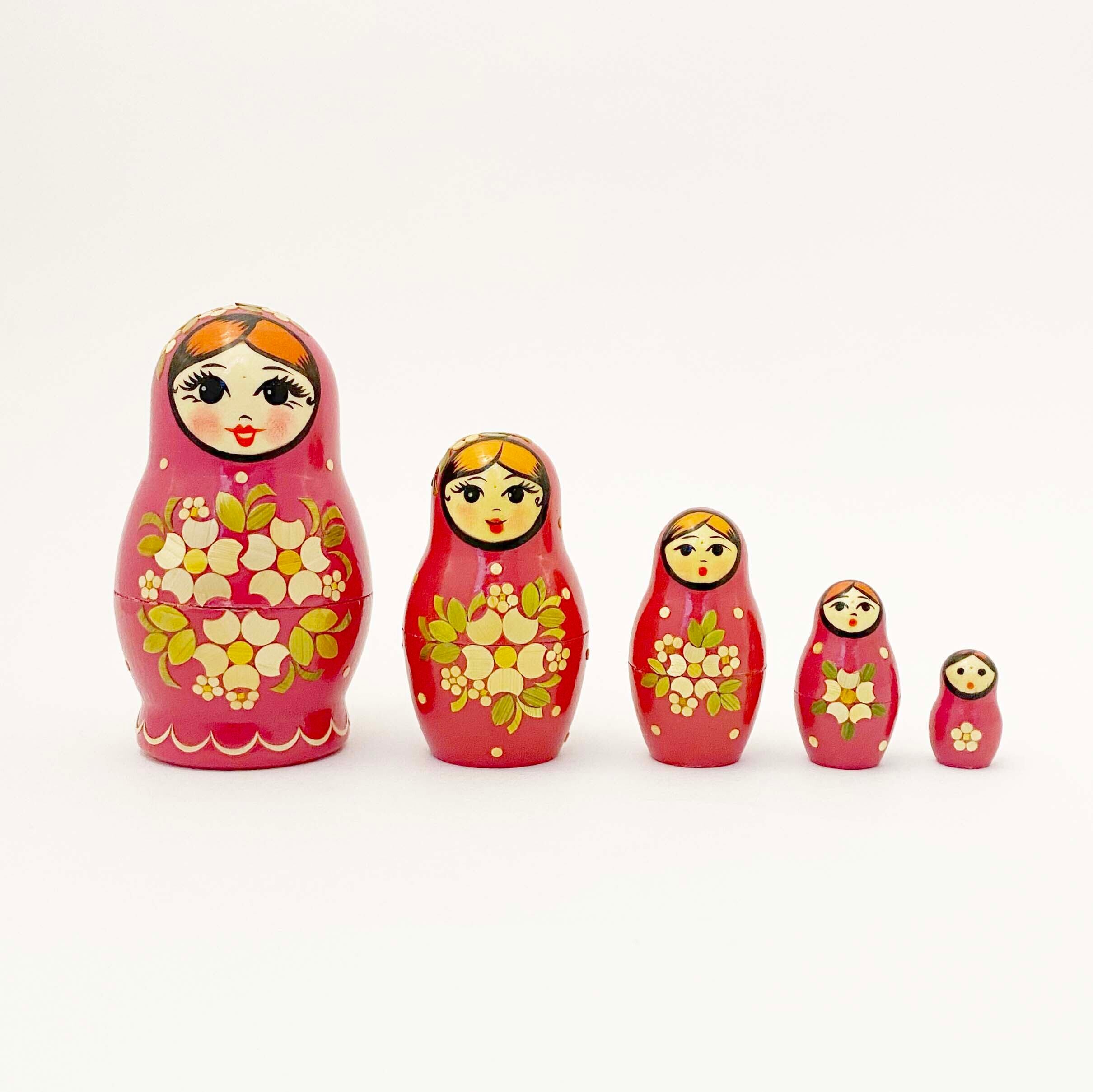 麦わらノーリンスク産マトリョーシカ / ピンク5個組