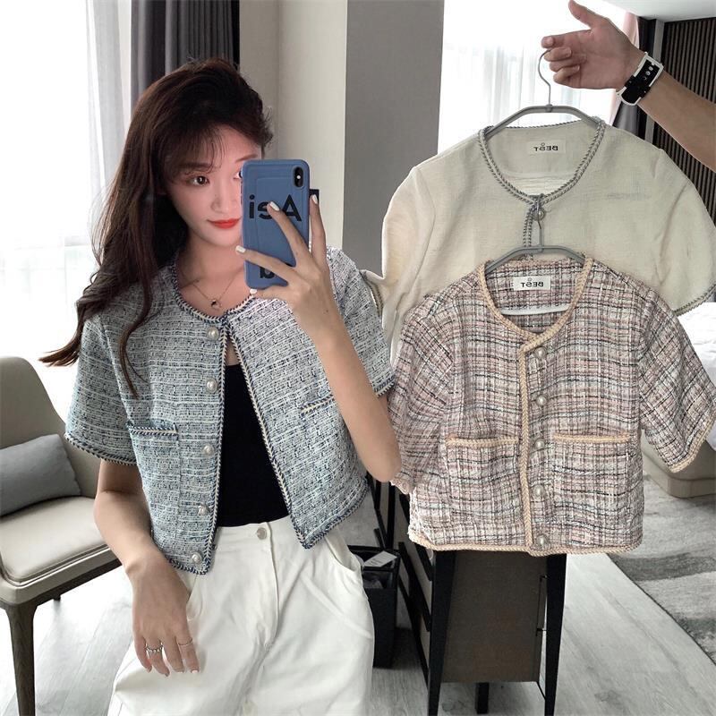 フランスの大学スタイルのルーズで薄いショート気質カーディガンジャケット半袖トップの2020年夏の新しい女性バージョン 1号婦人94492665601