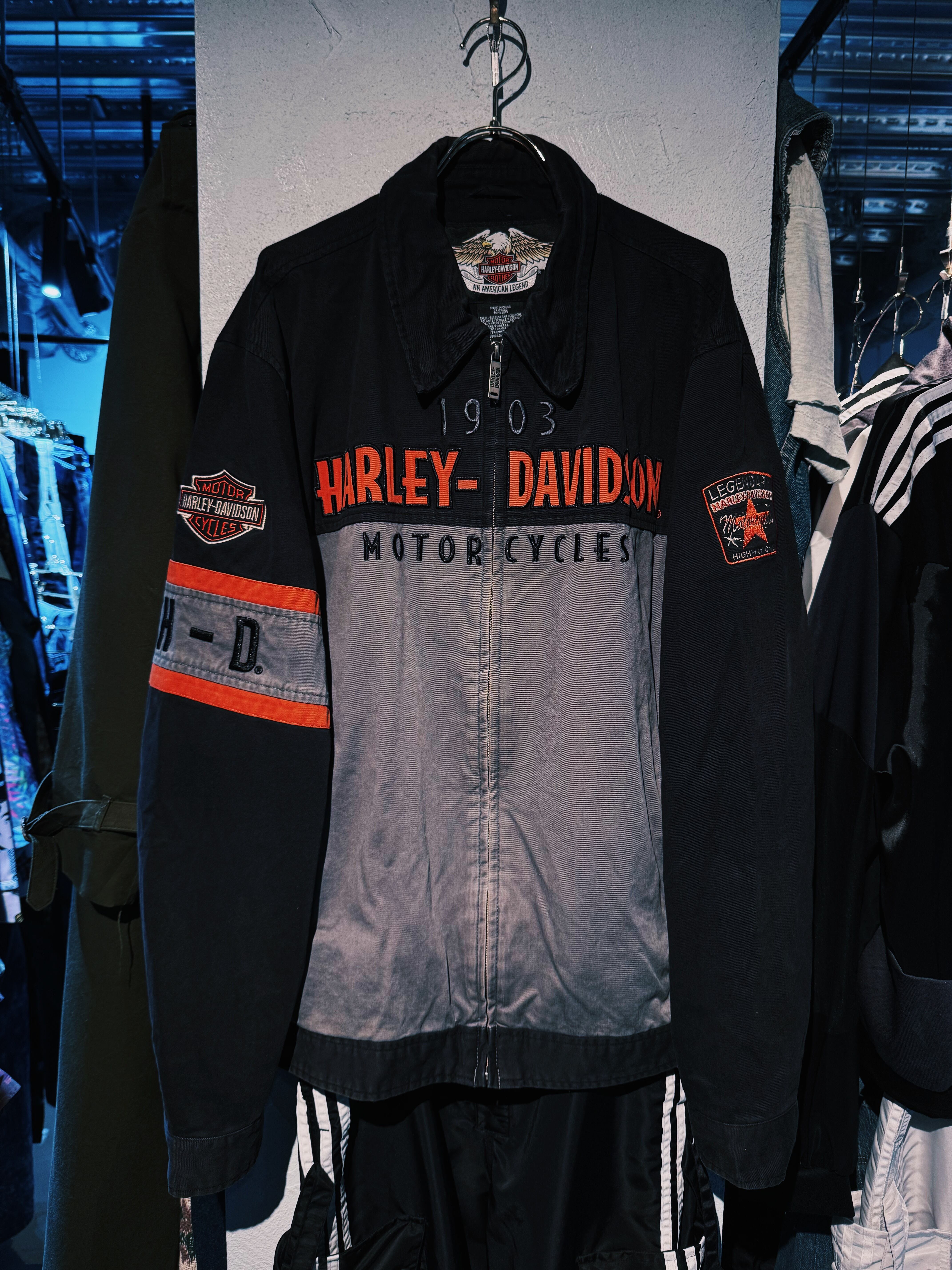 【D4C】Special vintage "Harley-Davidson" duck material zip up design blouson