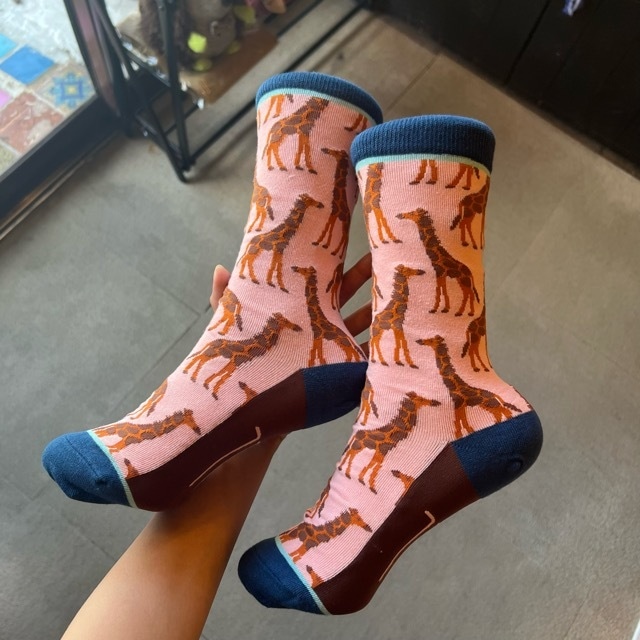TOPANGA SOCKS Lady's　Pink Giraffe　レディースソックスピンクキリン　キリン　ソックス　靴下　ギフト　プレゼント