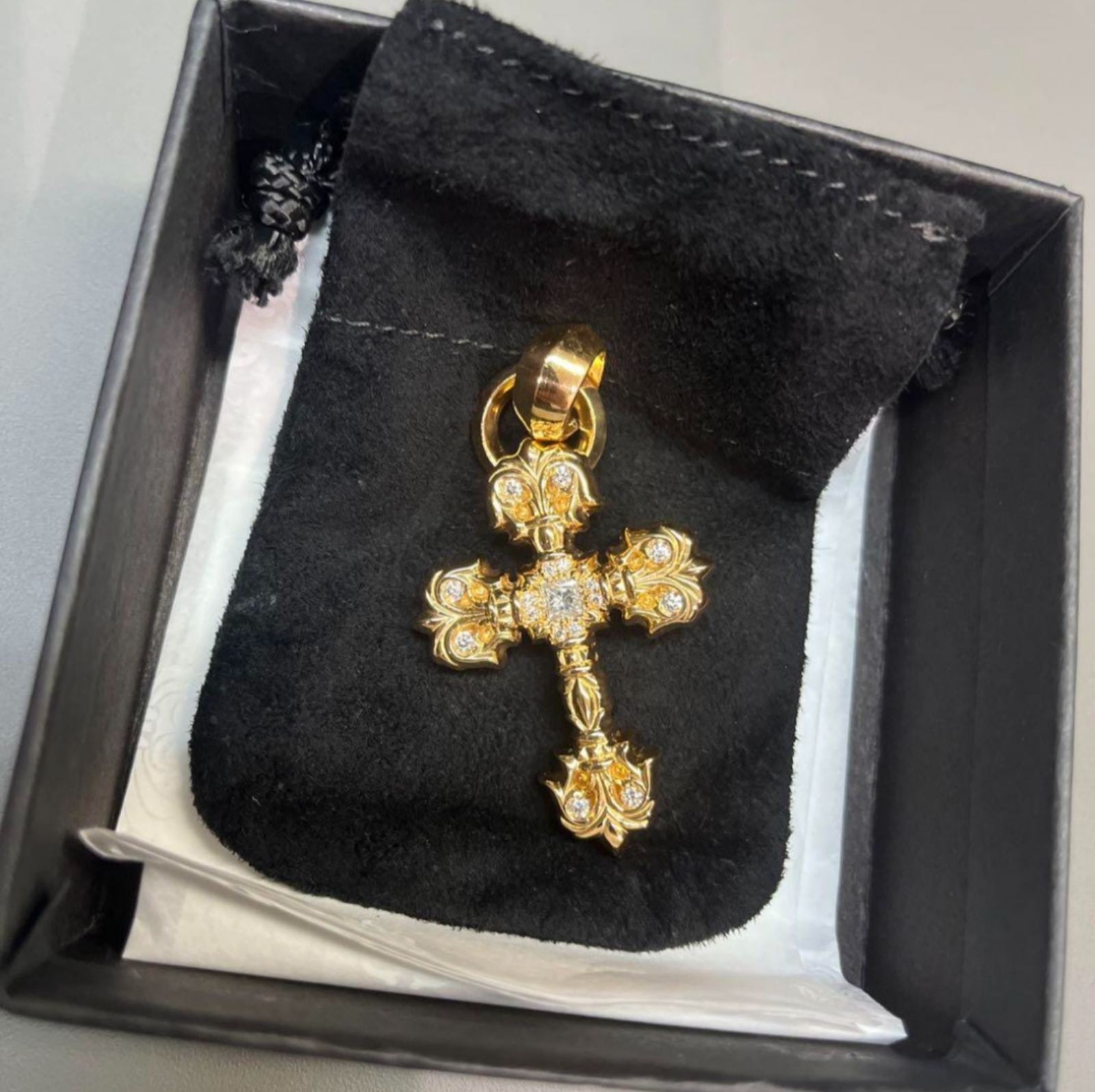 CHROME HEARTS クロムハーツ 22K FILIG フィリグリークロス XS PAVEダイヤ