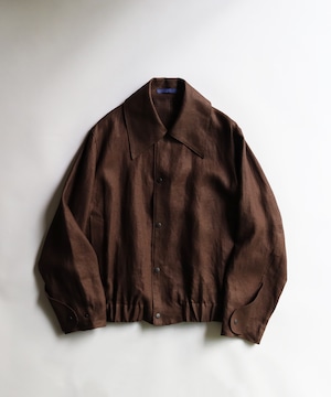 semoh / wide collar linen drizzler jacket / brown