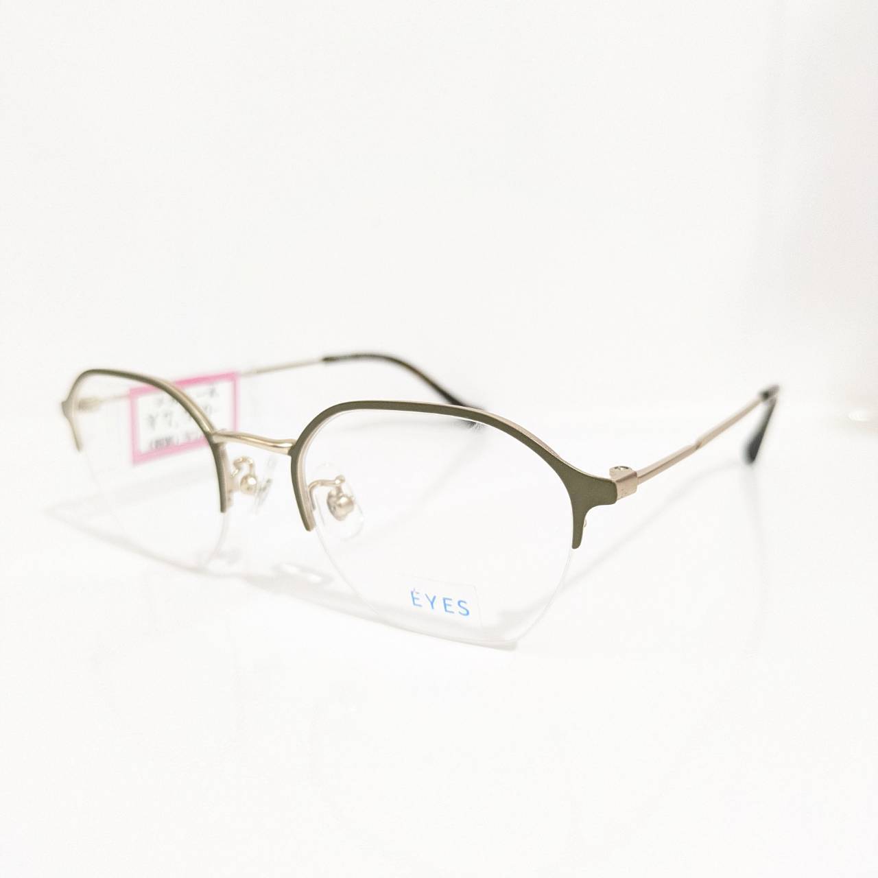 【EYES】ボストンナイロールフレーム ゴールド・モスグリーン