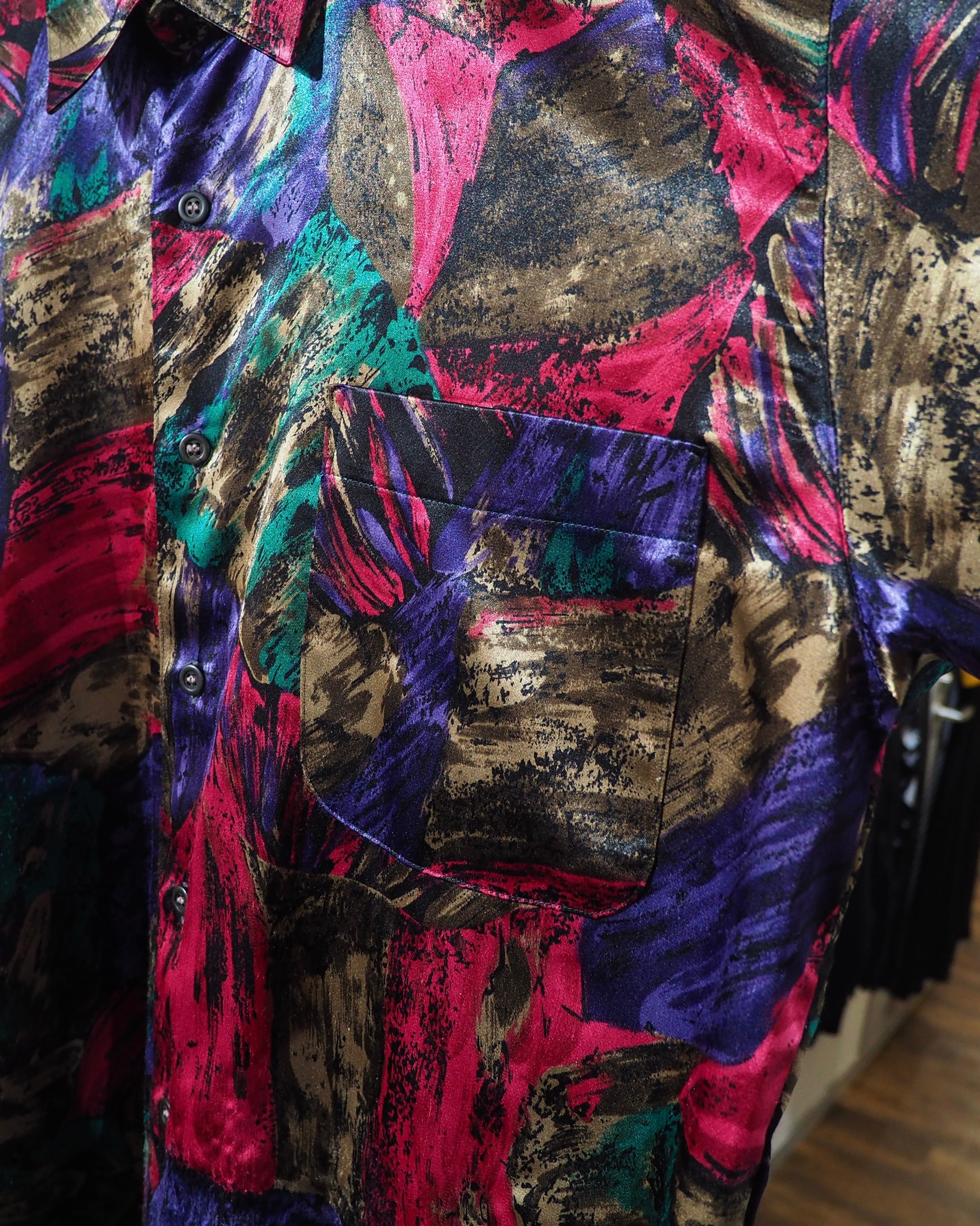 1980 - 90s Bewitching Multi Color painted vintage Drape loose Shirt