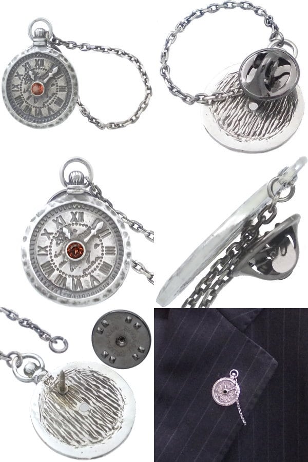 1月)ガーネット アンティーク ウォッチ ポケットチェーン シルバー