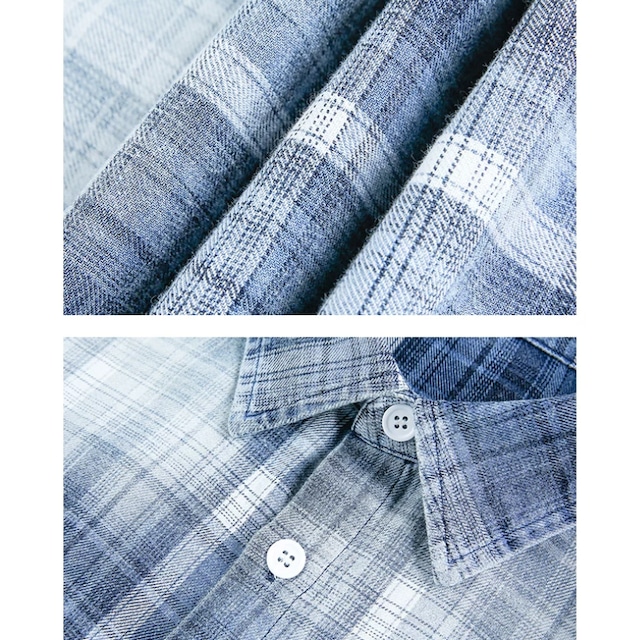 blue faded check shirt　ブルーフェードチェック柄シャツ　J2142