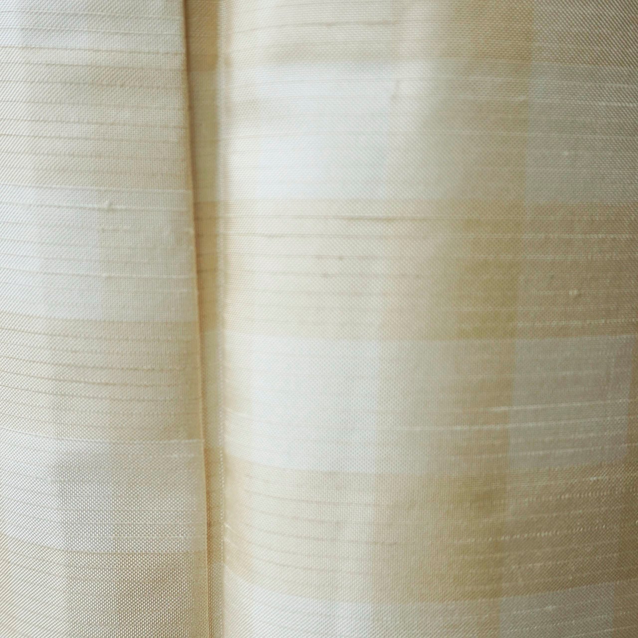 【袷】タッサーシルク 格子文 紬