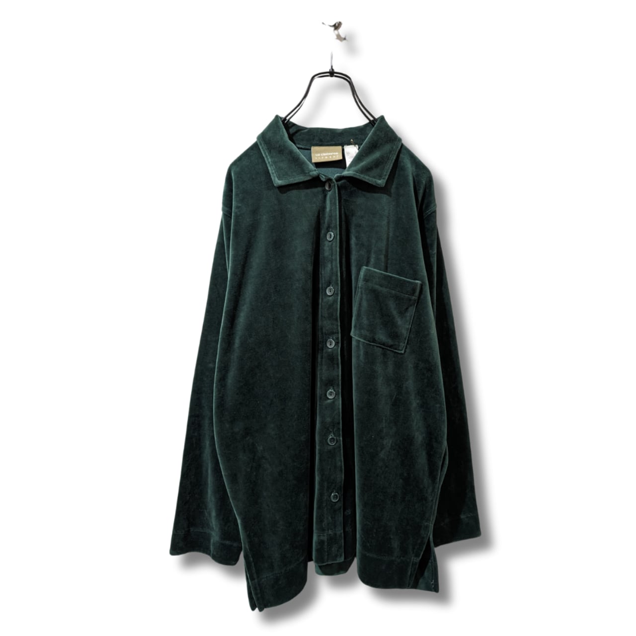 vintage Vintage ベロア シャツ 昭和レトロ フリル花柄ベロアシャツ 