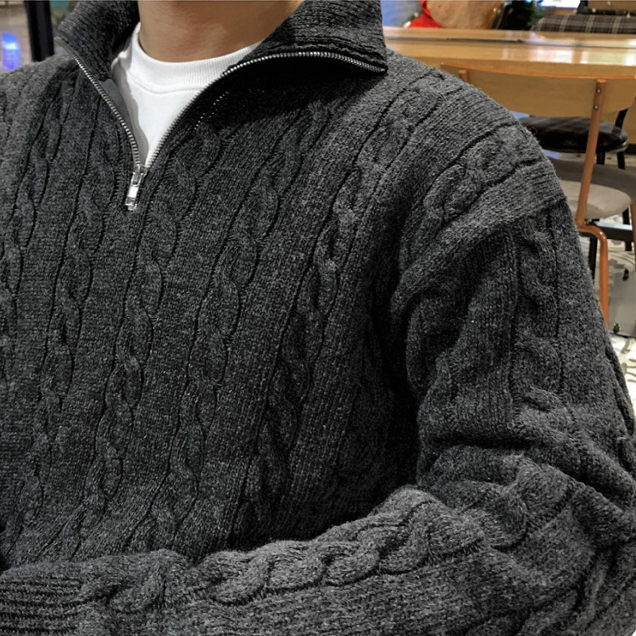 ケーブルジップアップニット　MT0080340