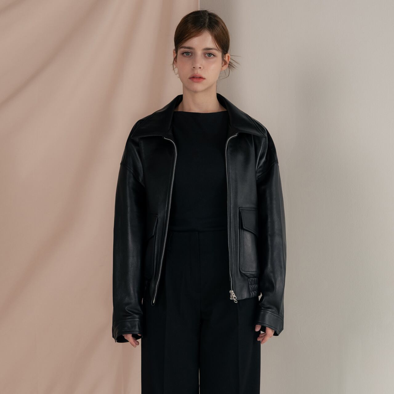 イタリア産ナッパラムレザー A2ボンバージャケット（レディース