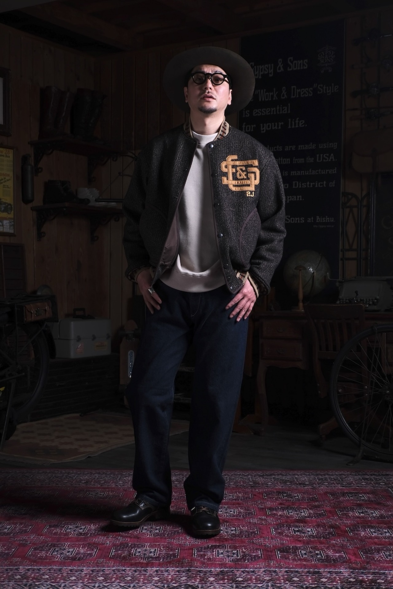 GYPSY&SONS PATCHED B/CLOTH SPORTS JK /BROWN