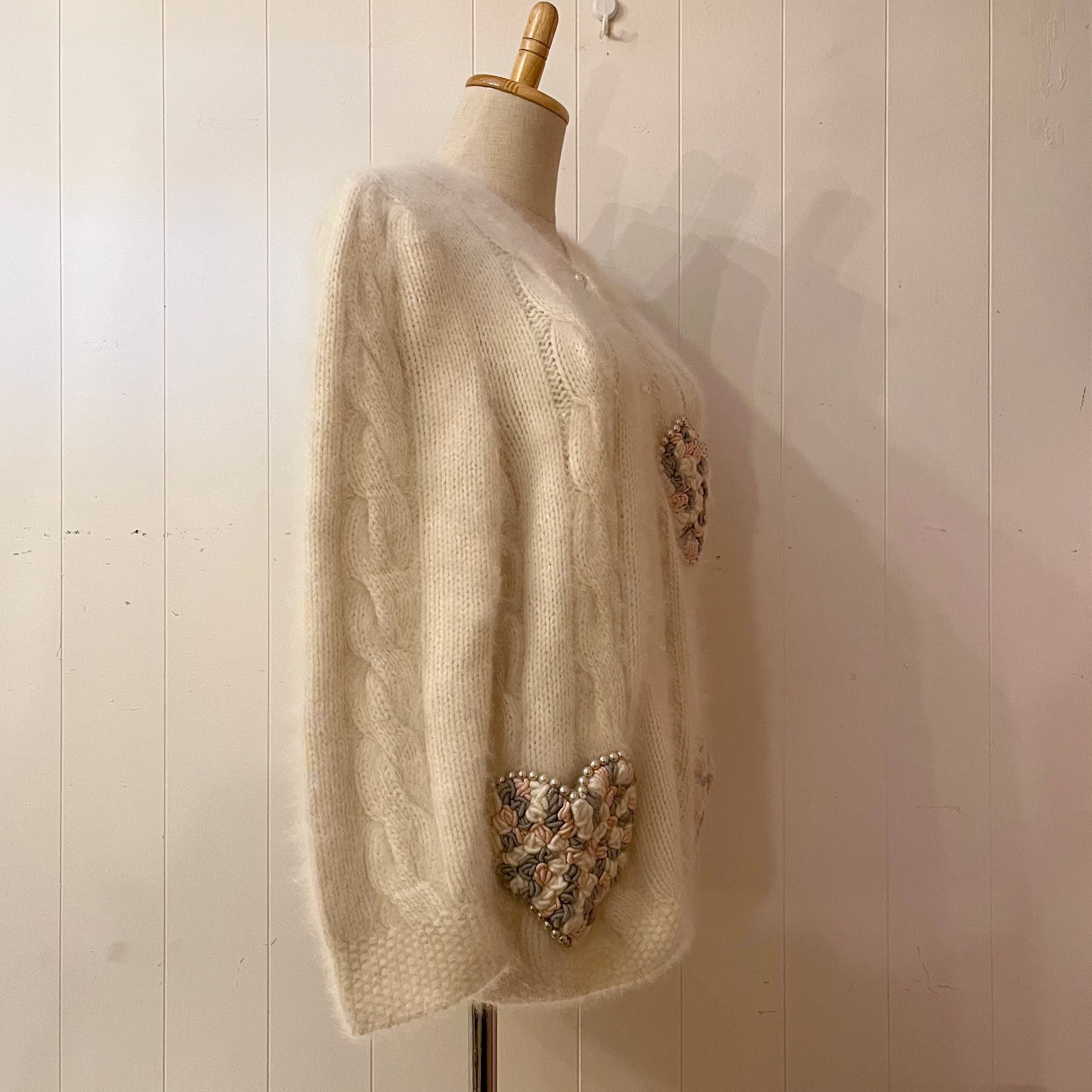 pearl ♡ pocket angora knit cardigan