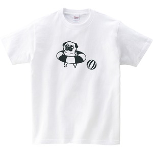海水浴 パグ Tシャツ dog88 犬 浮き輪 夏 パグ好き 服 ゆるい イラスト