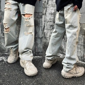 DAMAGE DENIM PANTS  890725 ダメージパンツ  ボトムス カーゴパンツ STREET ストリート メンズ レディース ユニセックス