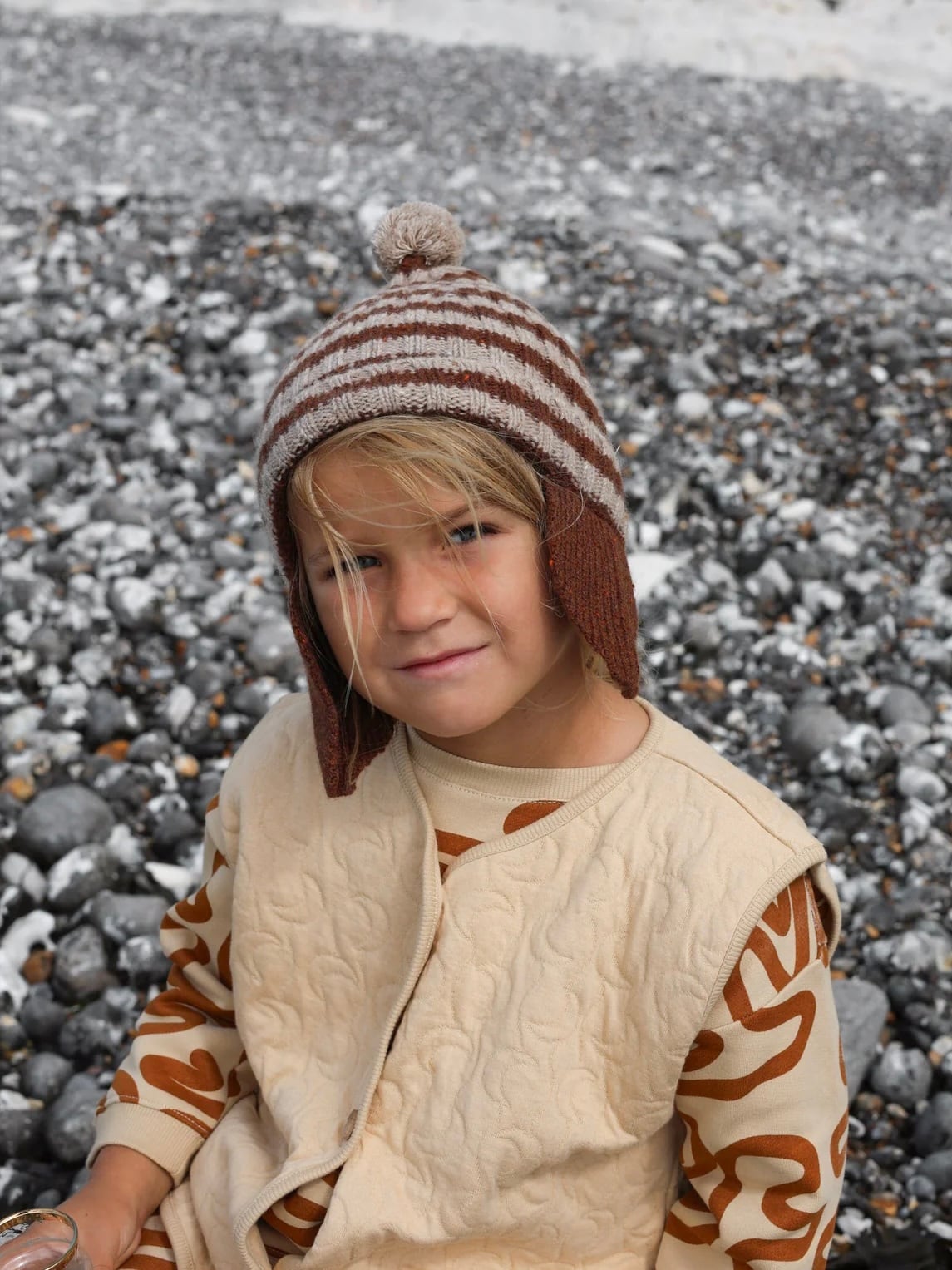 帽子 organiczoo Stripes PomPomHat 3-4y 送料無料【organic zoo】Stripes Pom Pom Wool Hat | RIRIBELL