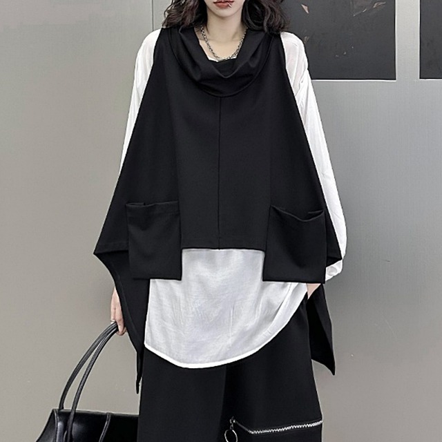 Drape collar vest C0178