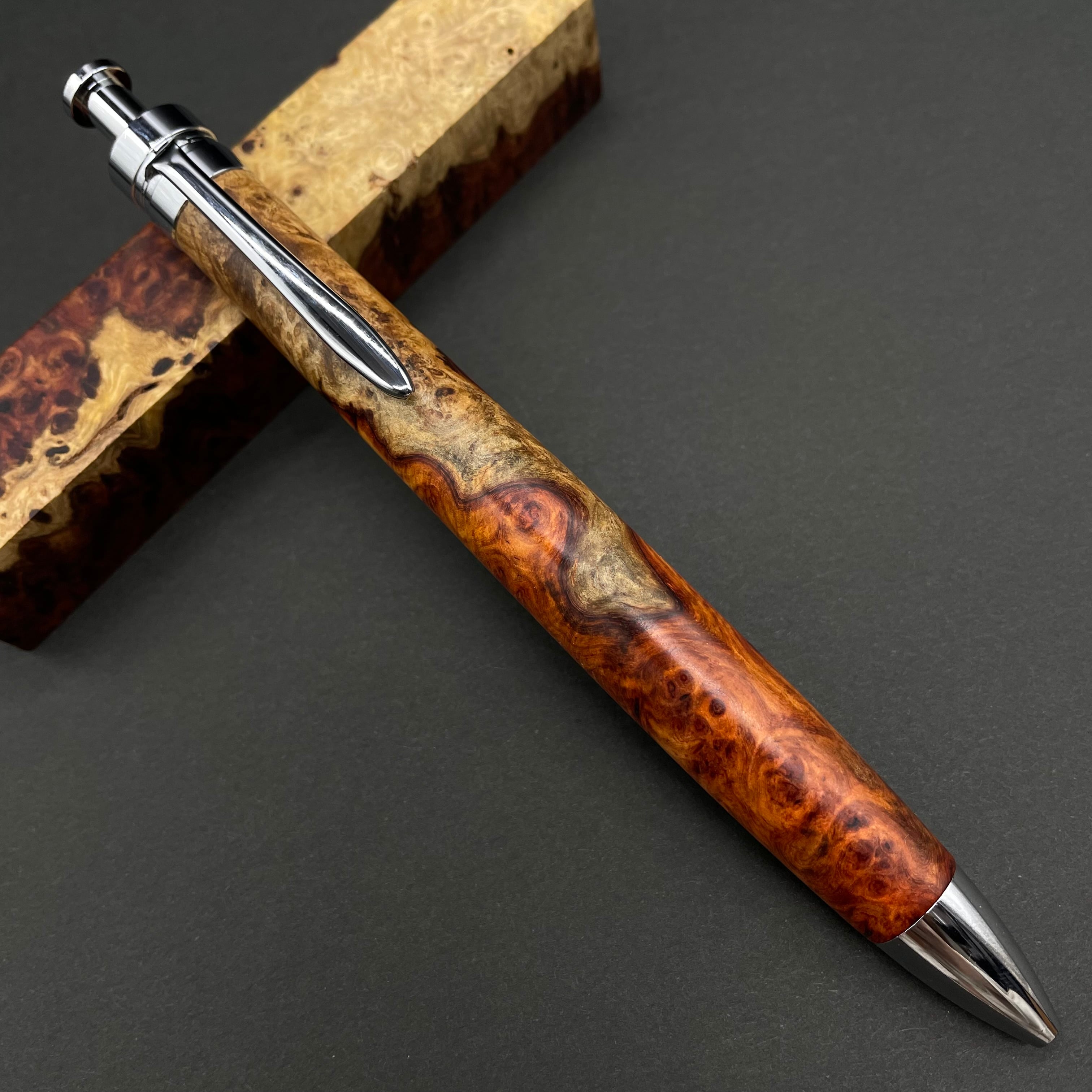 スタビライズドウッド アンボイナバール】木軸ペン 三神シャープ1000