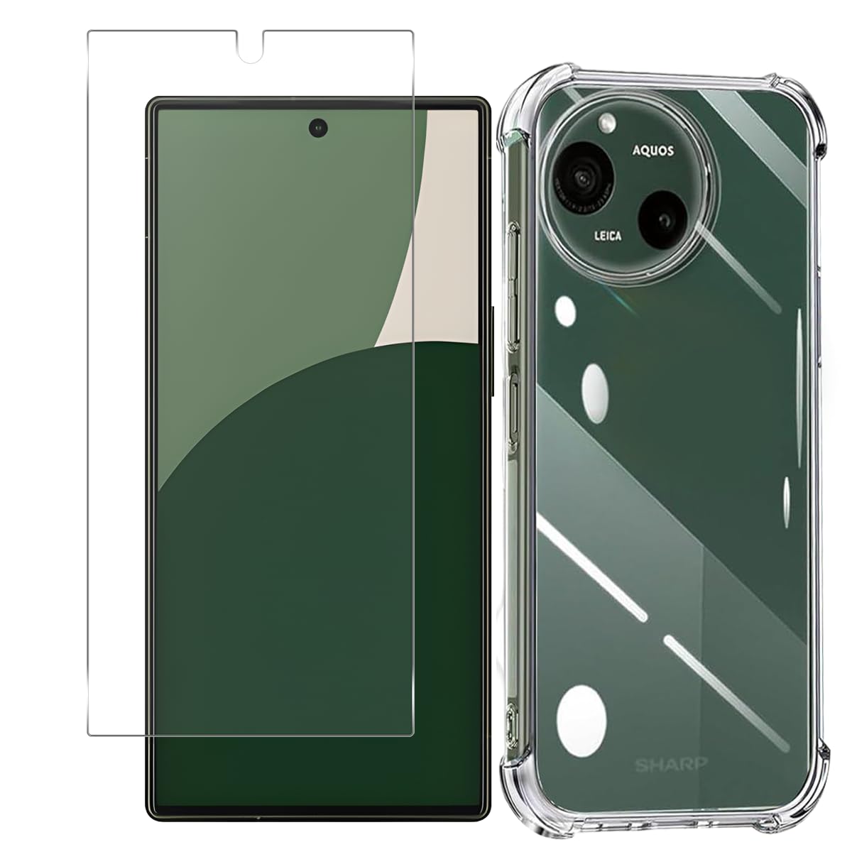 Wekrsu 対応 AQUOS R9 SH-51E ケース + ガラスフィルム aquos r9 軽量ケース クリア 米軍MIL規格取得 四隅强化保護/カメラ保護 TPU カバー アクオス R9 フィルム 強化ガラス 国産旭硝子製 硬度9H 保護フィルム 自動吸着 高透過率 気泡ゼロ 指紋防止 飛散防止 WEKAQR9KM