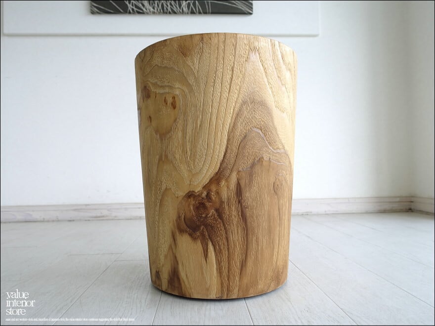 チーク材 無垢材スツールWS/4 イス チェア 丸太 ベンチ 椅子 オールドチーク 花台 ナチュラル 素朴 削出し 一点物 23kg