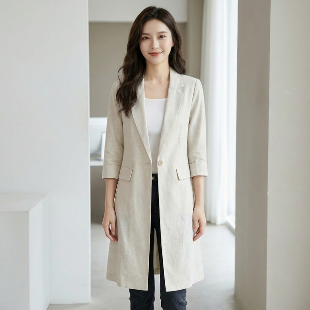 七分袖スリムコート A0540