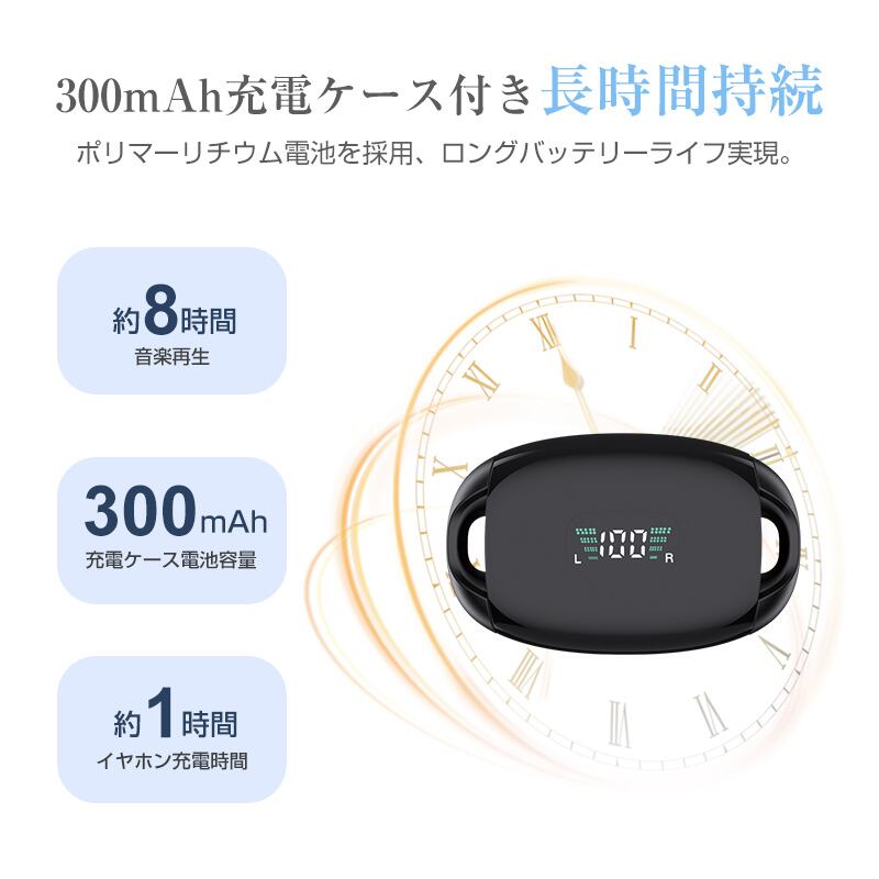 骨伝導イヤホン Bluetooth5.3 完全ワイヤレスイヤホン イヤーカフ型