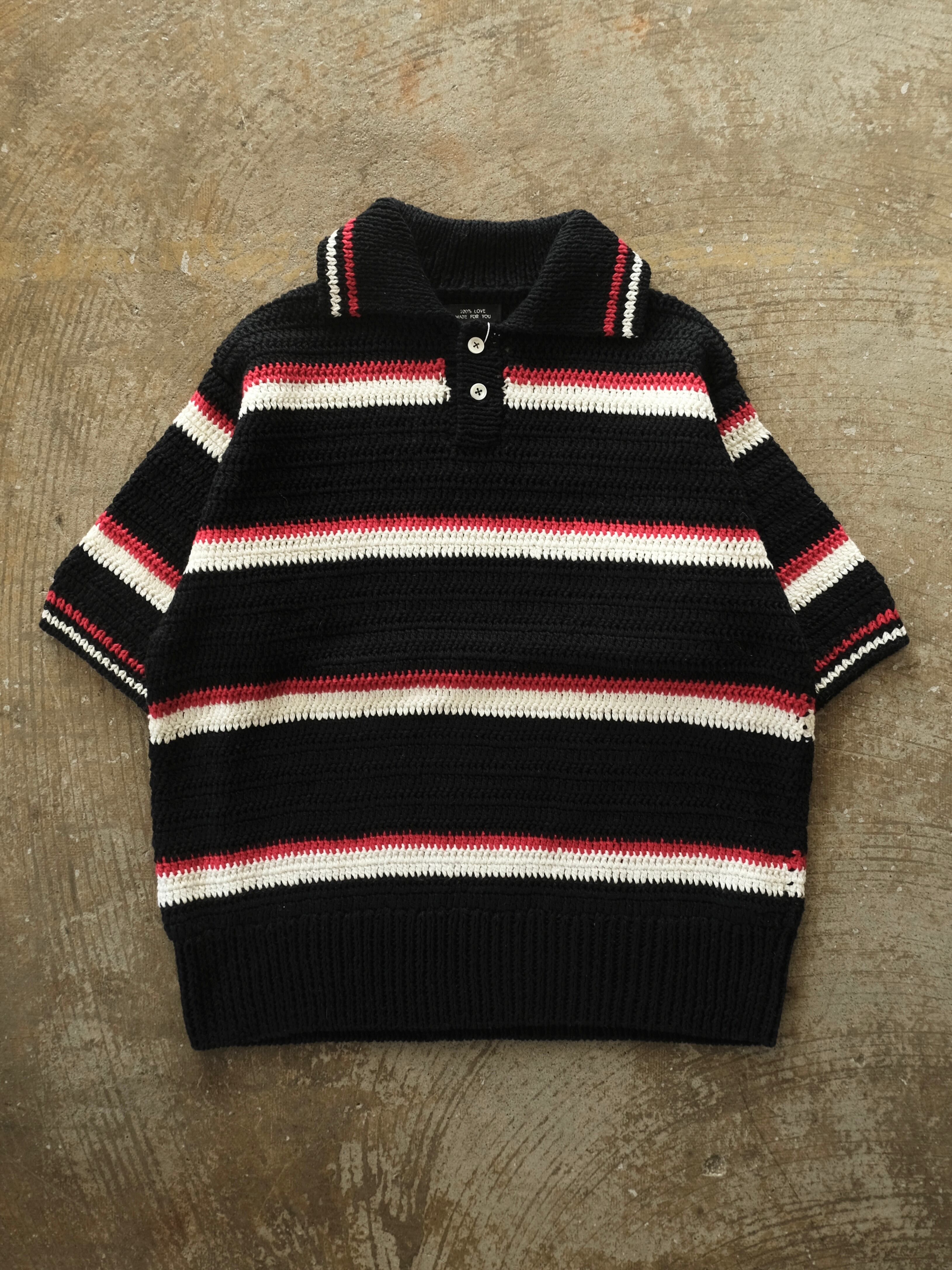 RICE NINE TEN】 Crochet Hand Knit Polo Shirt | THE OUR
