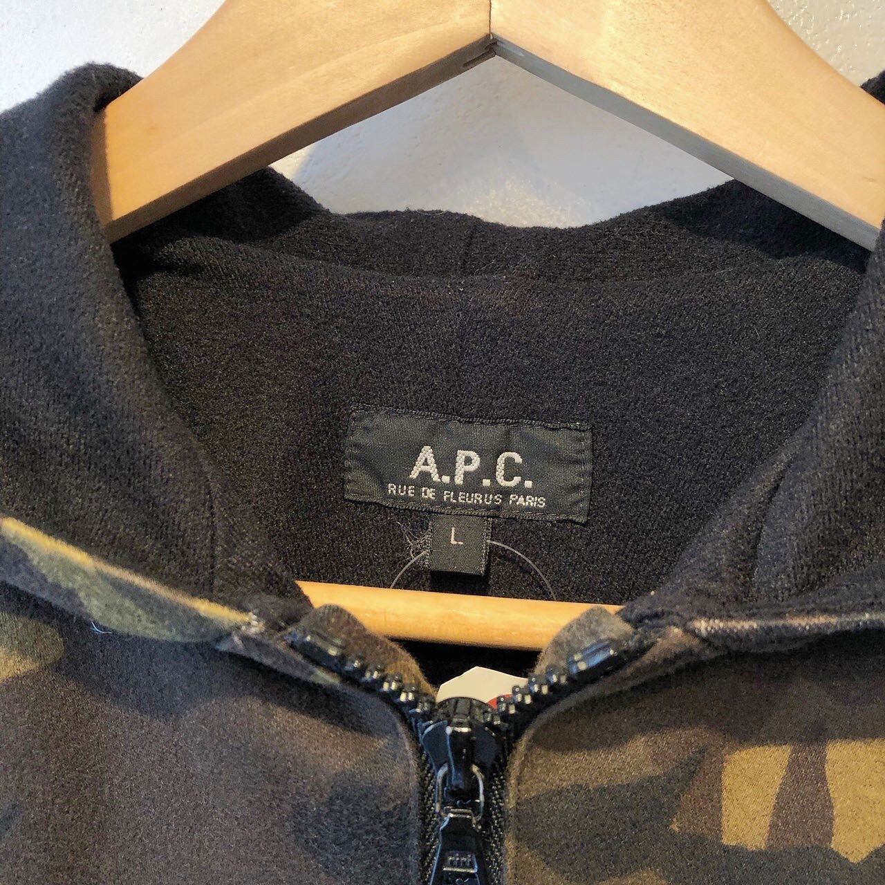 A.P.C. Moleskin camo hooded pullover