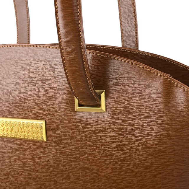 Christian Dior クリスチャン ディオール トートバッグ ブラウン ロゴ レザー vintage ヴィンテージ オールド 57kjwn