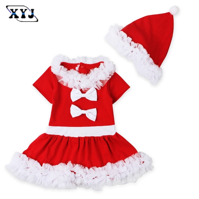 2017子供赤ちゃんクリスマスドレス赤ちゃん女の子チュール王女のパーティードレスchrismasの衣装のため子供女の子服付き帽子