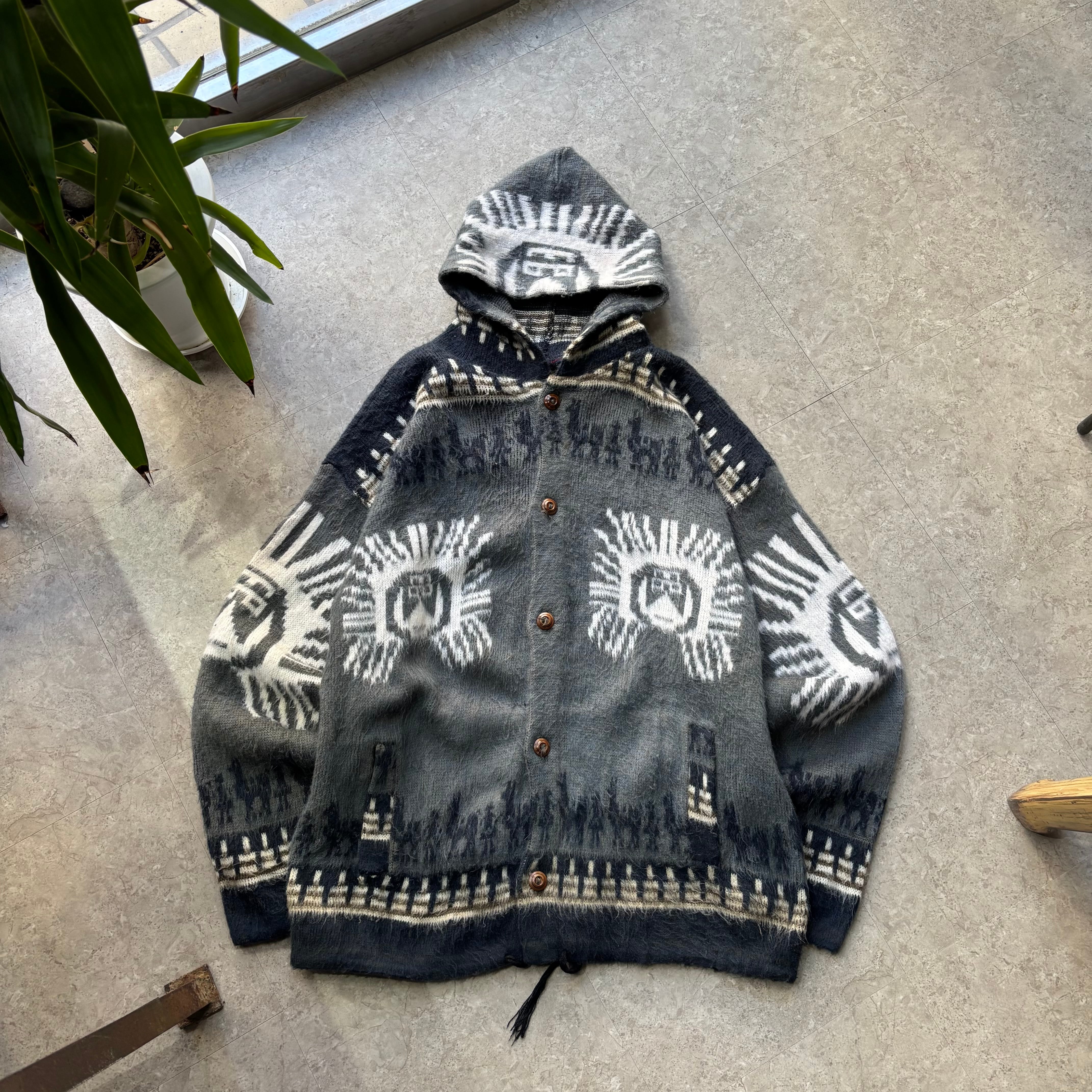 90s RUMINAHUI Ecuador knit hoodie【仙台店】