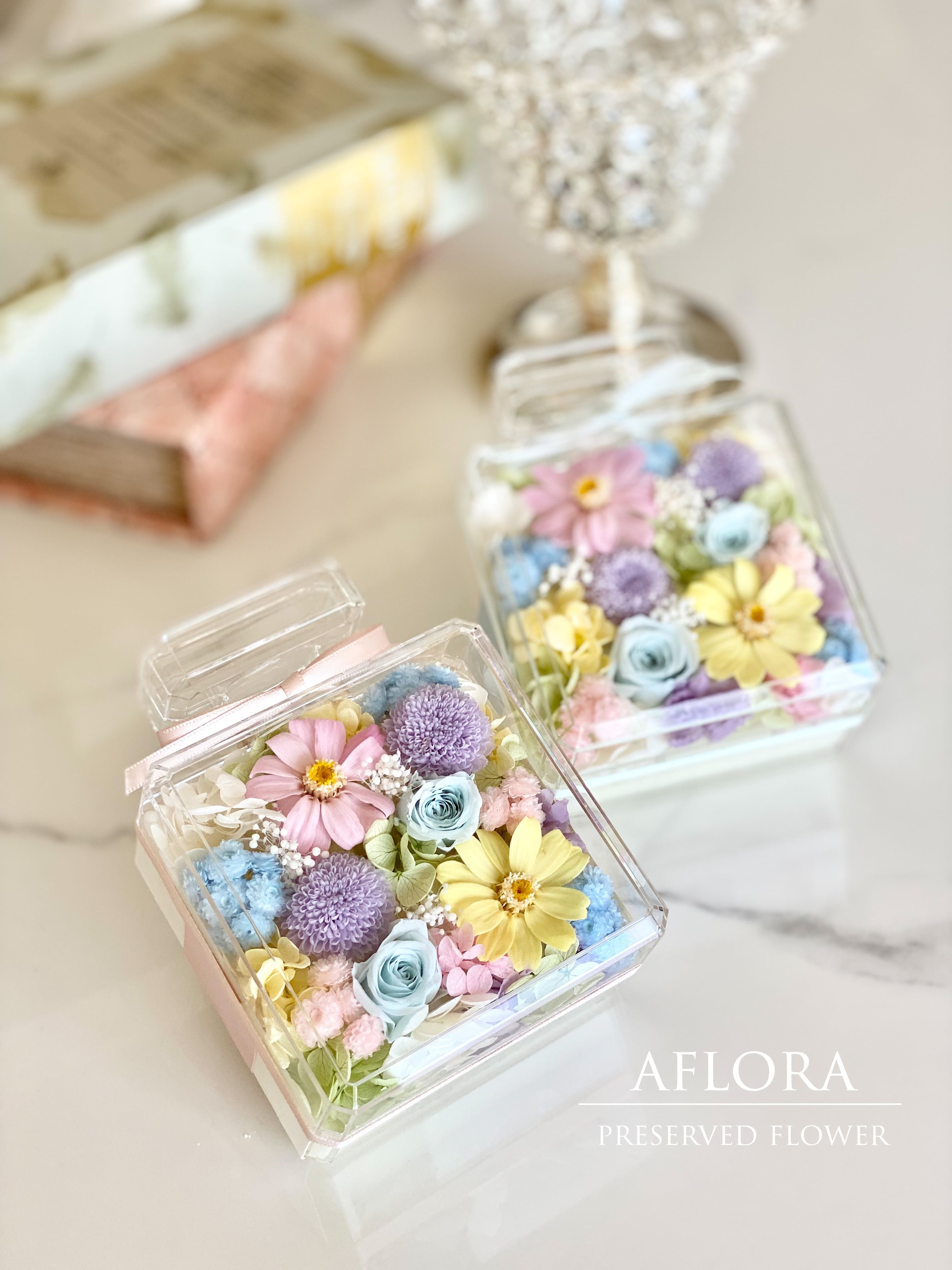ボックスフラワー プリザーブドフラワーアレンジメント 紫 | AFLORA