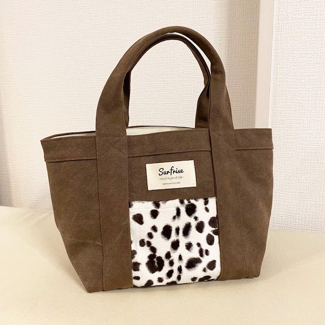 【受注生産：2月上旬発送】Tote bag S - Dark brown / Dalmatian