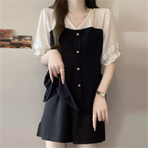 【送料無料】 トップス ブラウス ロング丈 袖あり 半袖 Vネック Aライン フレア プルオーバー フリル 異素材切り替え ドッキング キャミソール風 薄手生地 かわいい 大人可愛い 大人女子 こなれ感 シンプル カジュアル 大人 上品 おしゃれ お洒落 ラフ コンサバ エレガント フェミニン ガーリー 無地 夏 20代 30代 40代 女性用 レディース ママ デート お出かけ お茶会 女子会 休日 演奏会 授業参観 着回し プチプライス デイリーユース 普段使い ファッション コーデ スタイル 着痩せ