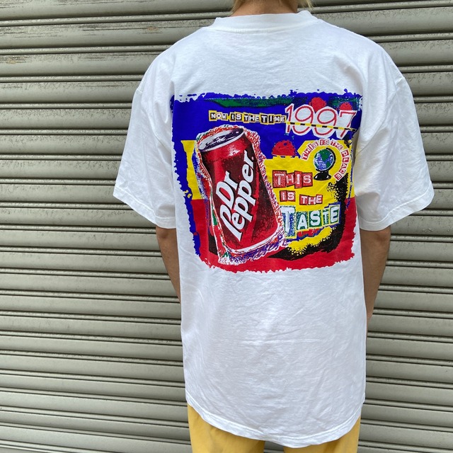 90s DrPepper ドクターペッパー バックプリントTシャツ ポケT 白