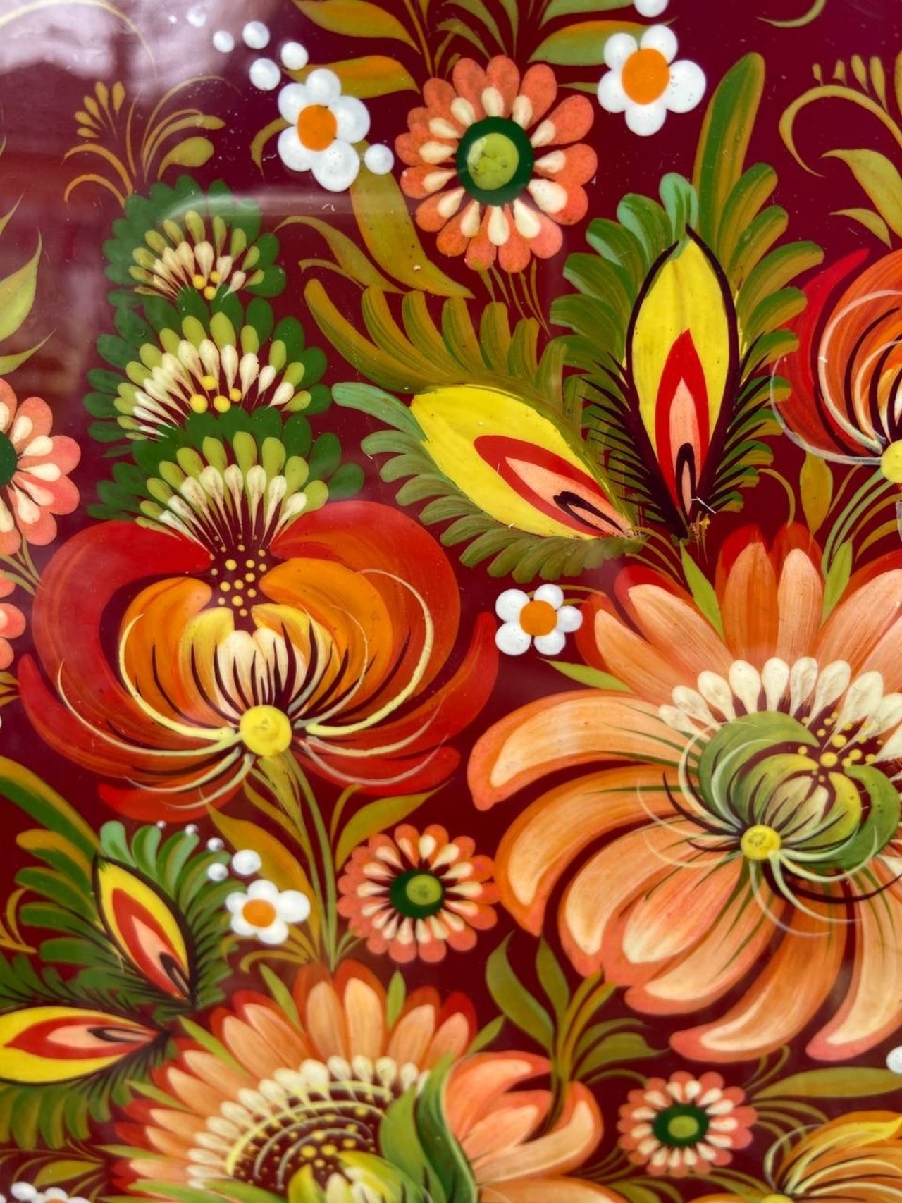 【花】ペトリキフカ塗り　壁掛け手描きアートパネル（ティモシェンコ作） - 6