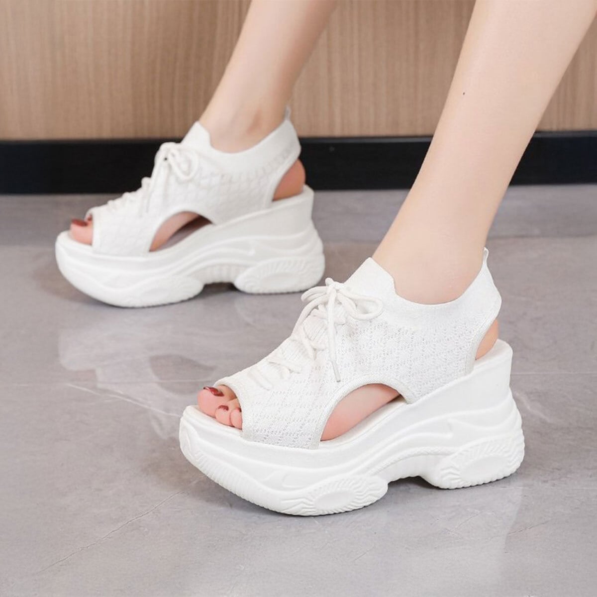 ニット サンダル レディース 春夏 厚底 韓国 スポーツサンダル 通気性 軽量 おしゃれ 大人 カジュアル 履きやすい 歩きやすい 痛くない 大人可愛い 大人女子