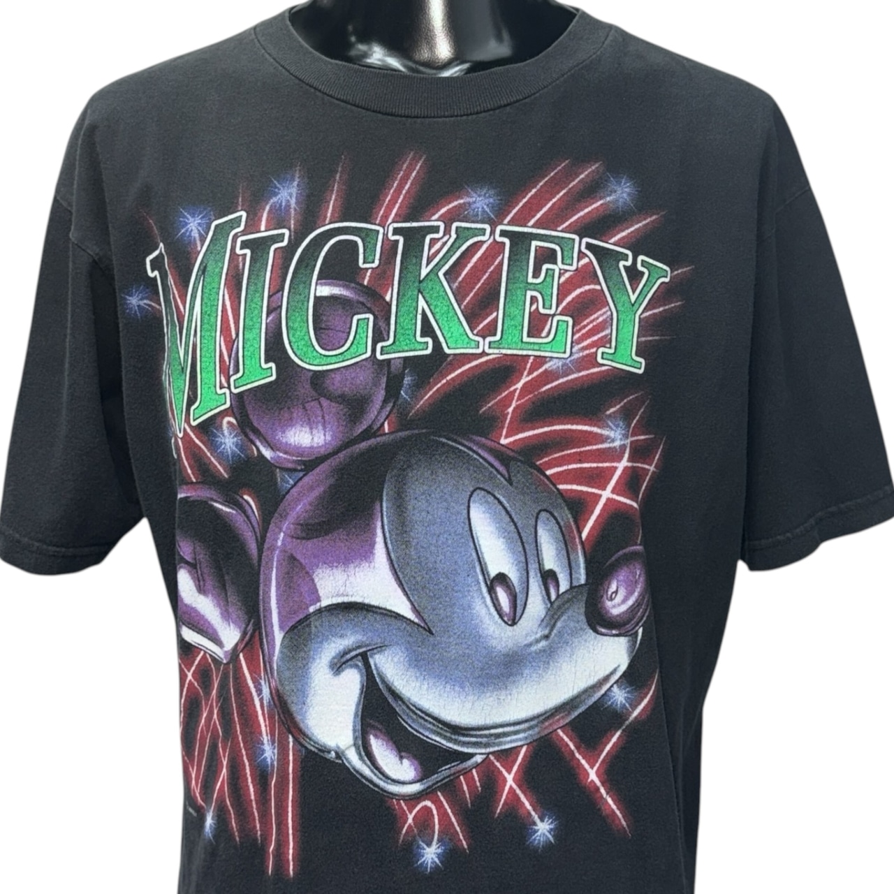 【DISNEY】90sミッキーマウス "Metallic Fireworks" グラフィック Tシャツ