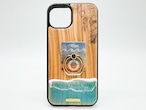 Hang loose/wood×resin mint blue wave case(olive wood)