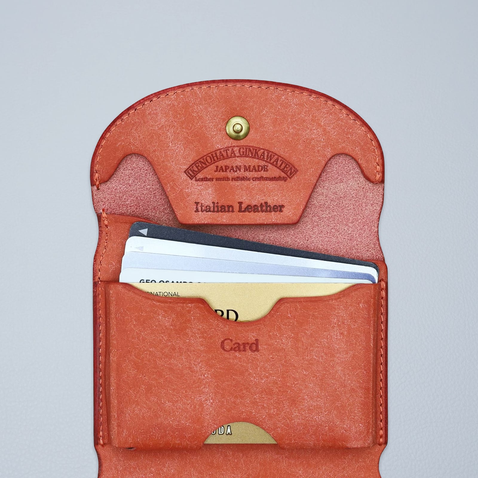 Iru×IKENOHATA GINKAWATEN】PUEBLO LEATHER COMPACT WALLET AKANEIRO