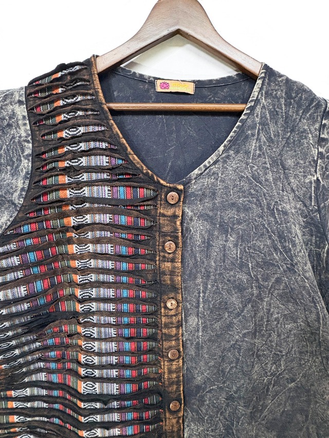 S/Wx織り半袖シャツOP/ブラック　NP25SS-SPNI02