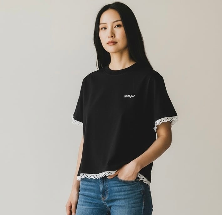 MILKFED.|レース半袖Tシャツ(カジュアルに甘さ)