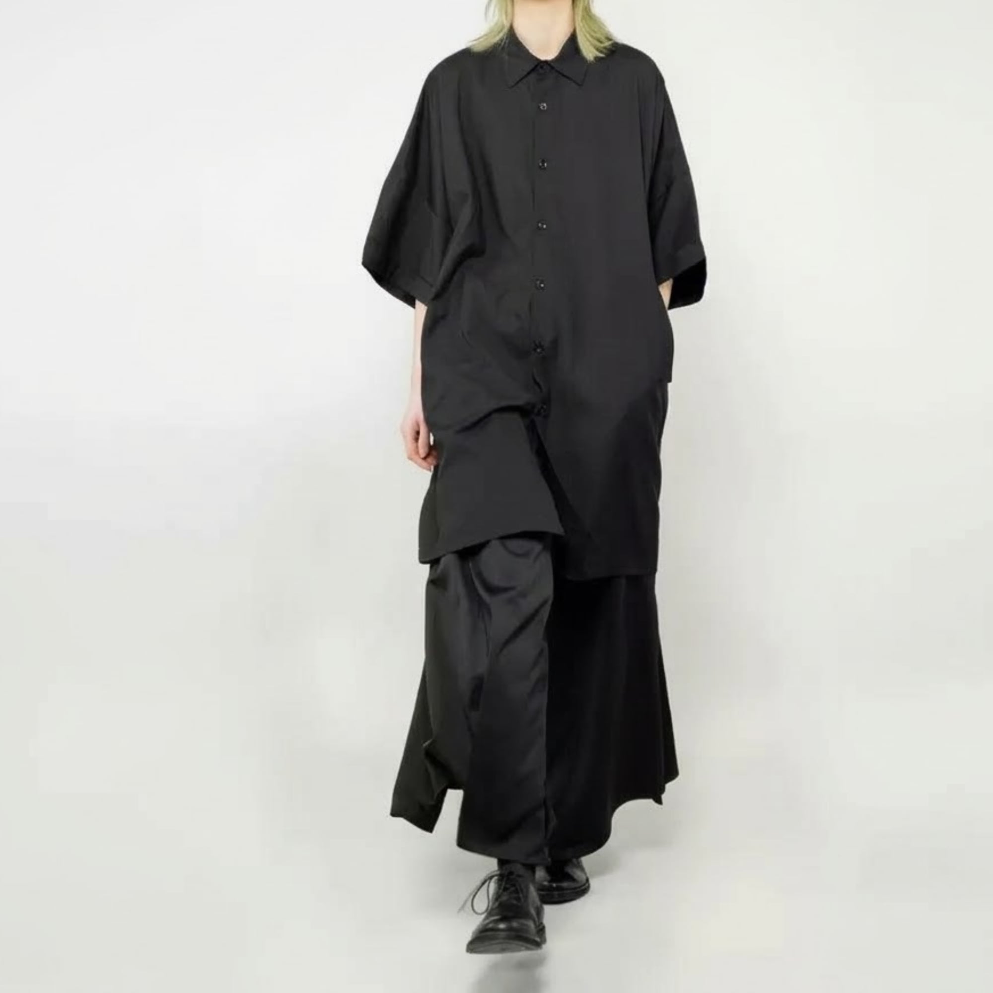 【ORV0090】Loose Short-Sleeve Mid-Length Shirt, Relaxed Fit