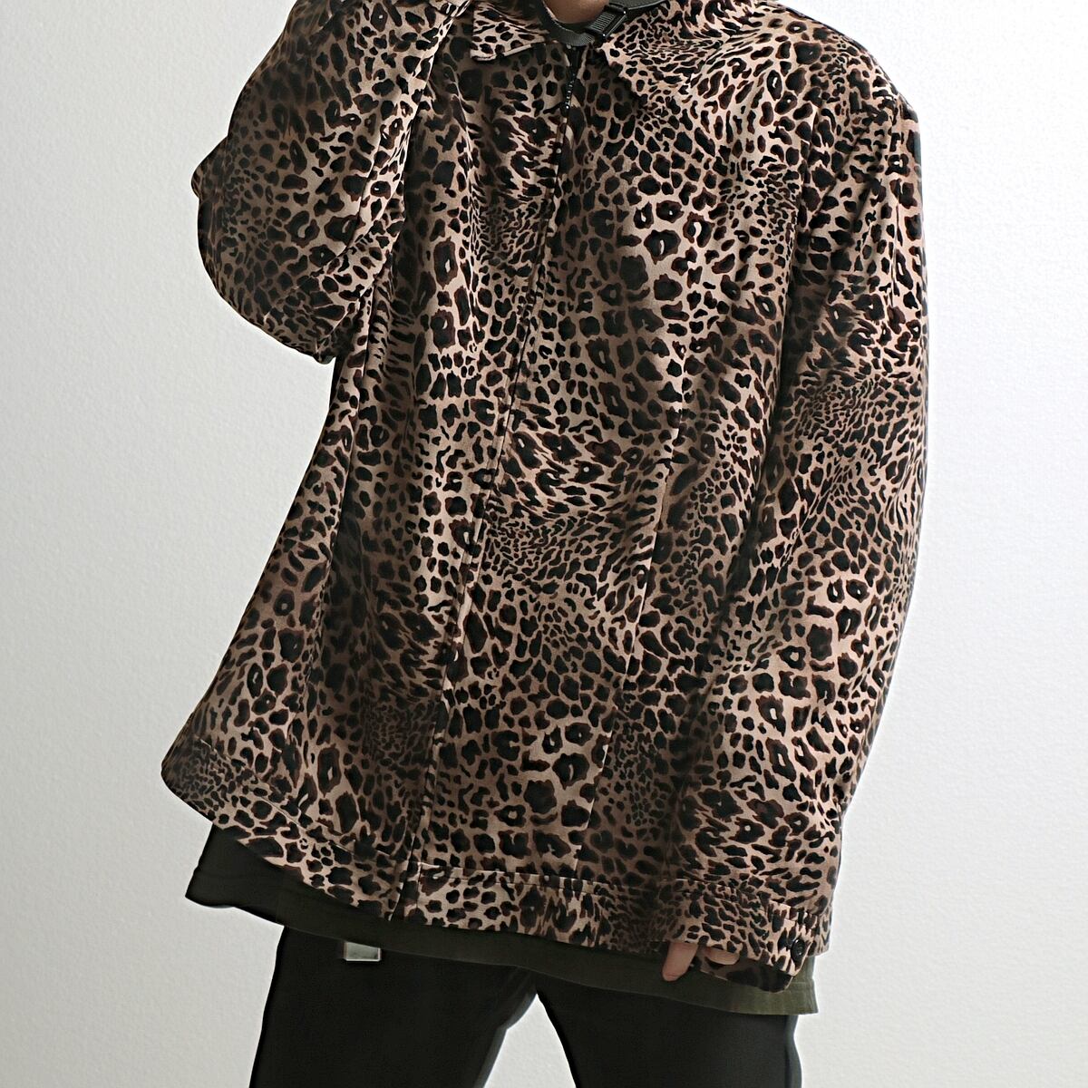 avenue 総柄 "leopard pattern" ジップアップ シャツ usa製 古着 used